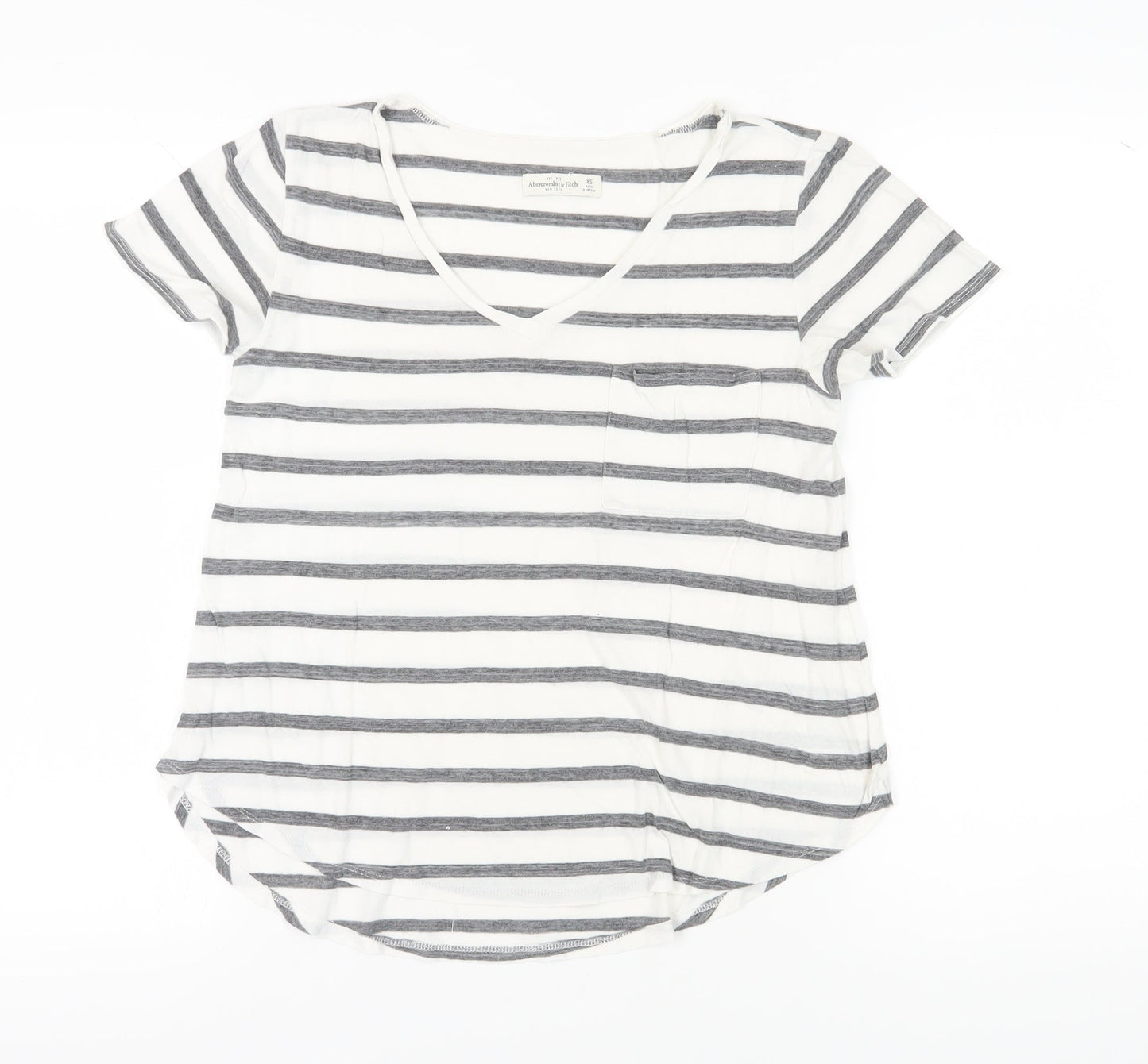Abercrombie & Fitch Women's White Striped T-Shirt XS