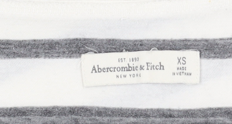Abercrombie & Fitch Women's White Striped T-Shirt XS