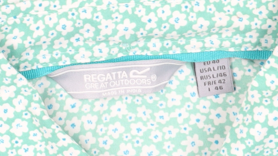 Regatta Women's Green Floral Button-Up Shirt Size 12