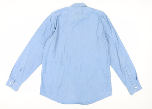 Jaeger Men's Blue Cotton Button-Up Shirt 16.5