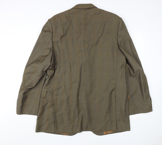 Magee Men's Brown Check Wool Blazer, Size 44R, Classic