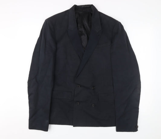 AllSaints Men's Black Double-Breasted Blazer Size 40
