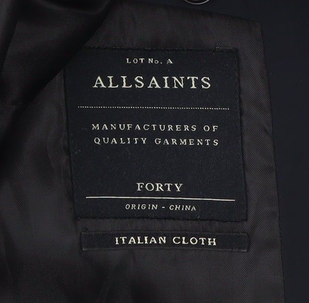 AllSaints Men's Black Double-Breasted Blazer Size 40