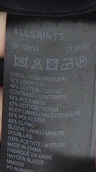 AllSaints Men's Black Double-Breasted Blazer Size 40