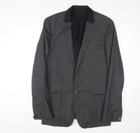 AllSaints Men's Grey Check Slim Fit Blazer, Size 40