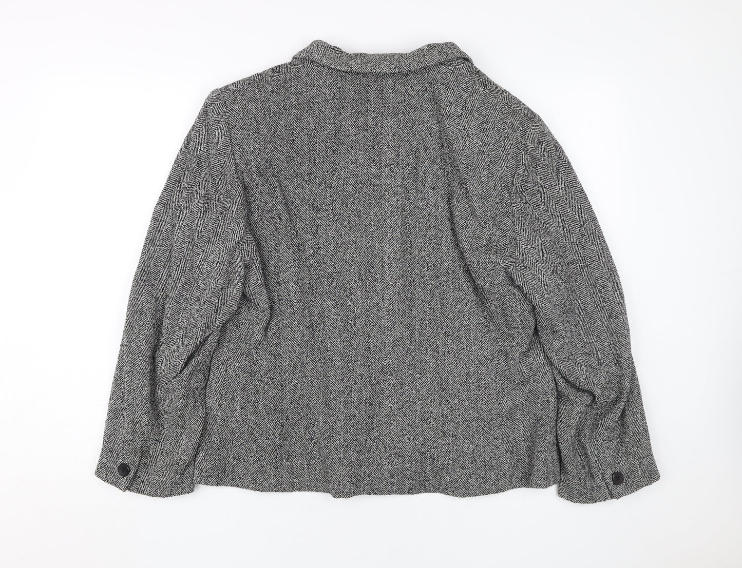 Alexon Women Grey Tweed Blazer Size 14 - Button Closure