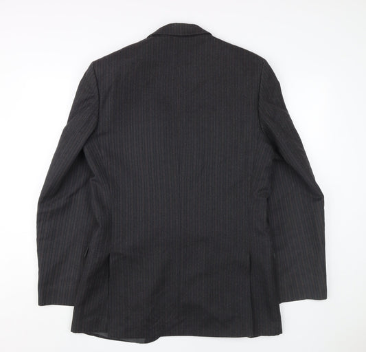 Centaur Men's Black Wool Blazer, UK 40, Striped, Long
