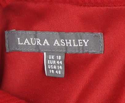 Laura Ashley Red Sheath Dress Women Size 18 Knee Length