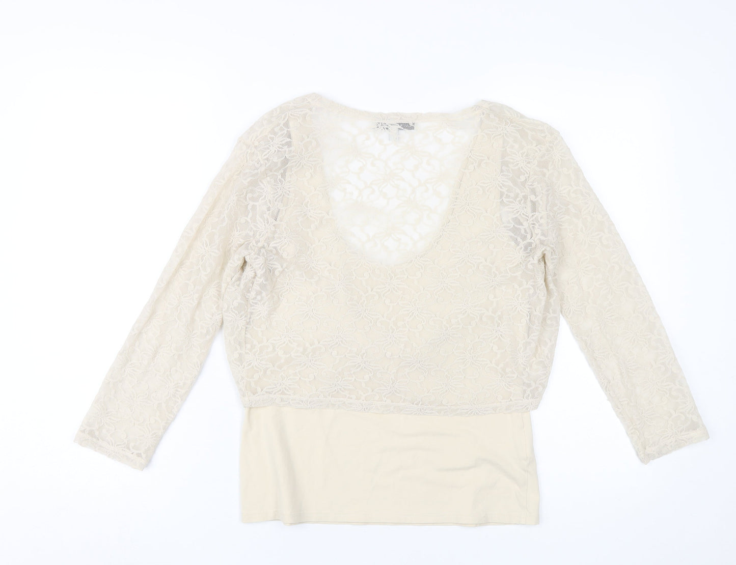 Laura Ashley Women's Beige Lace Blouse Size 12