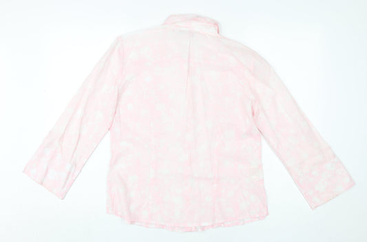 Womens UK Size 14 Laura Ashley Pink Cotton Button-Up