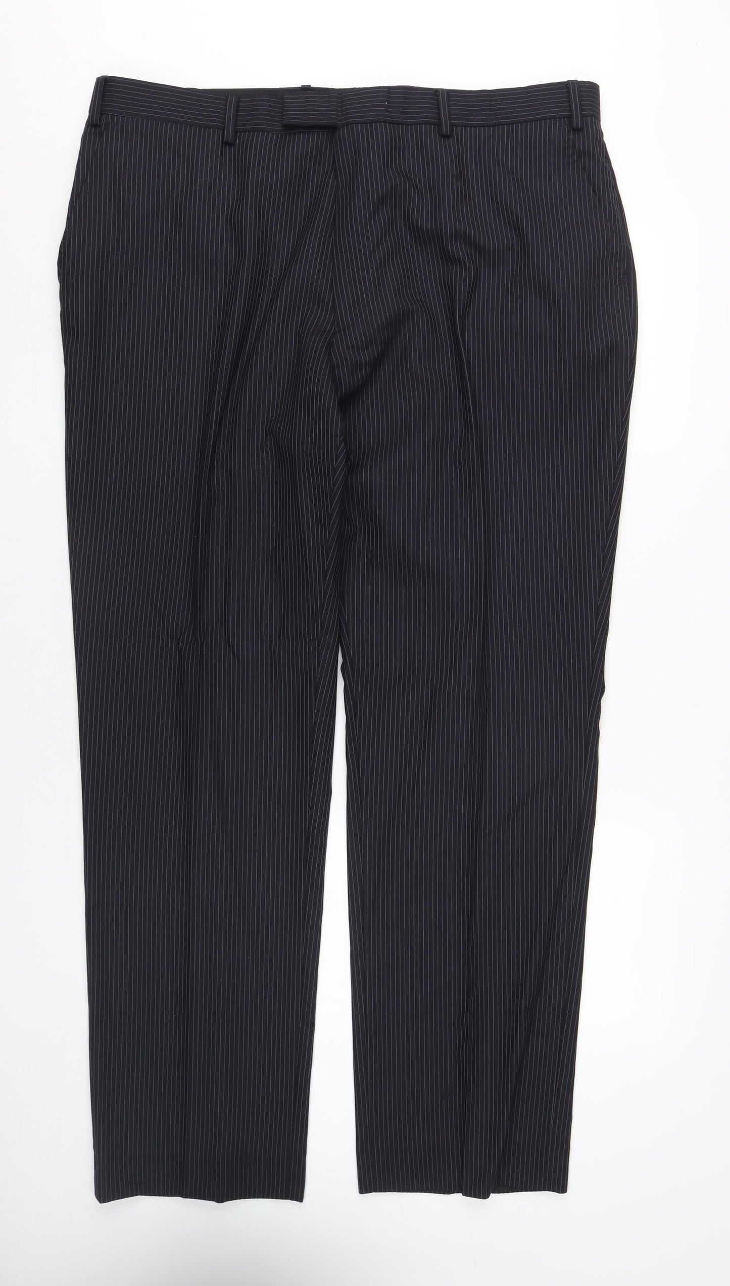 Jaeger Men's Black Wool Pinstripe Dress Pants 40L