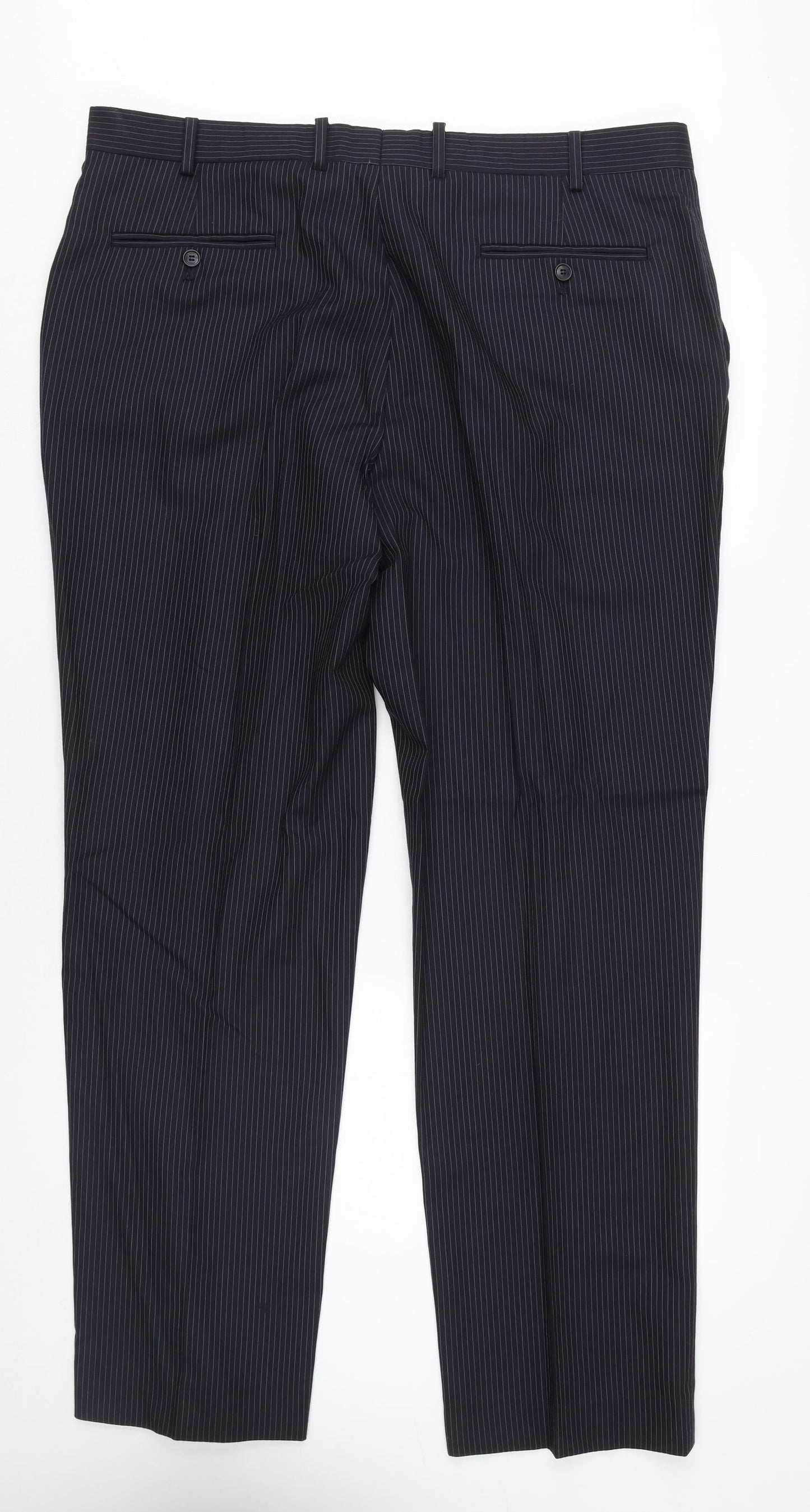 Jaeger Men's Black Wool Pinstripe Dress Pants 40L