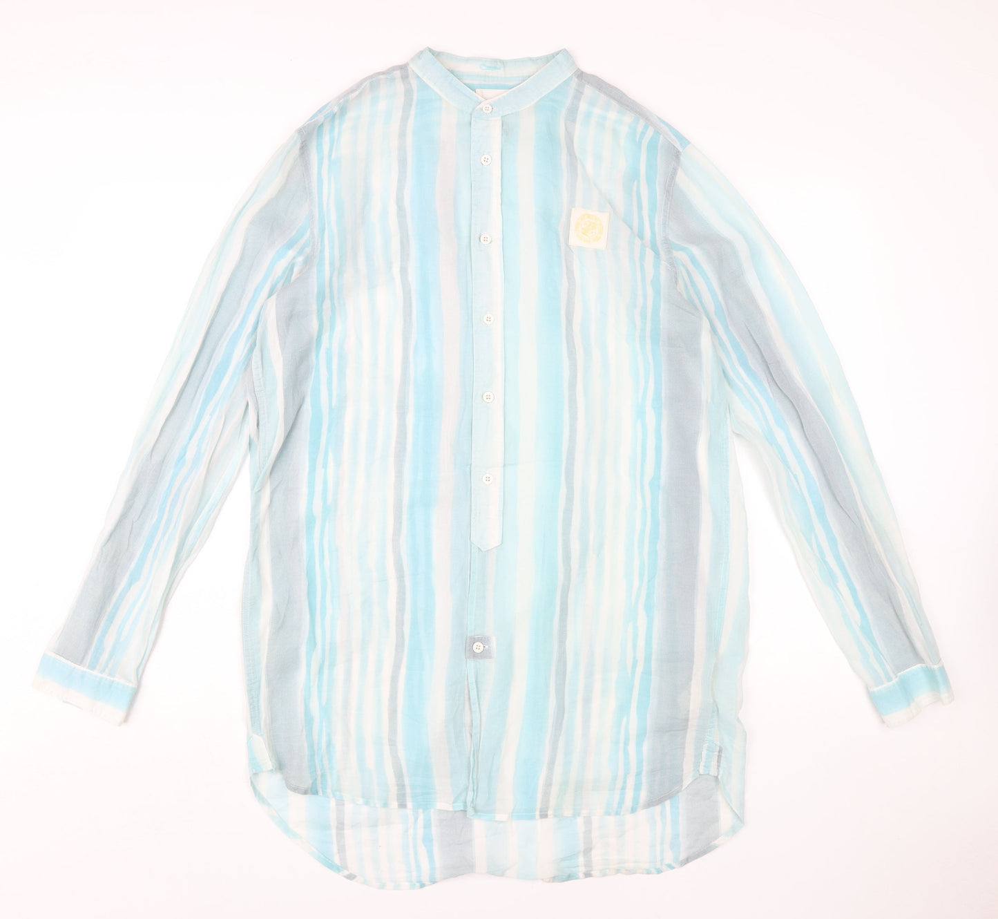 Diesel Women’s Blue Striped Cotton Shirt L