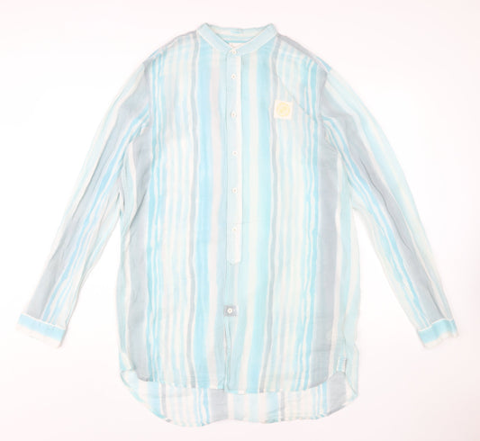 Diesel Women’s Blue Striped Cotton Shirt L