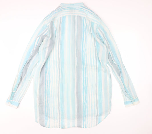 Diesel Women’s Blue Striped Cotton Shirt L