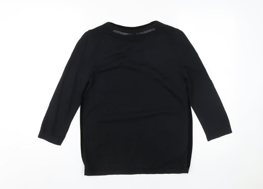 Womens UK Size 8 Laura Ashley Black Polyester Blend Blouse