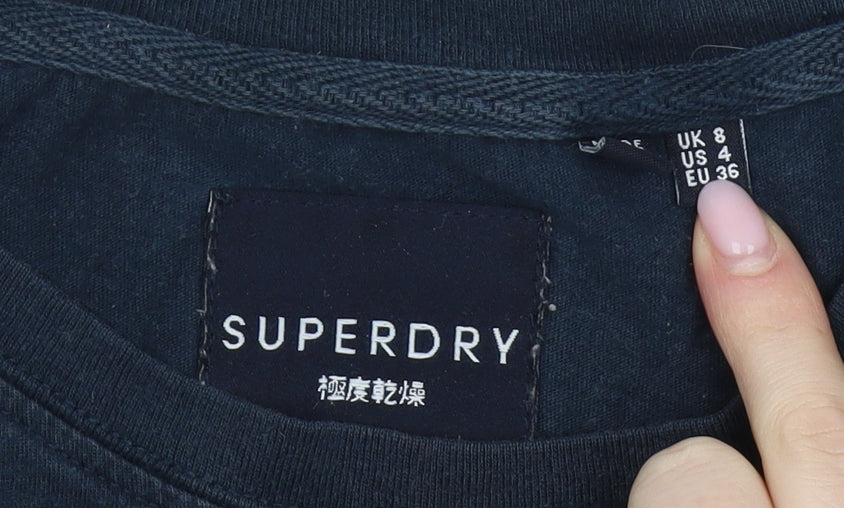 Superdry Unisex Blue T-Shirt UK 8 Casual Classic