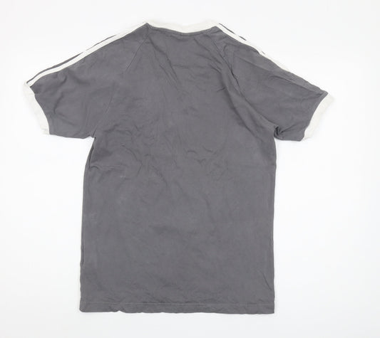 Adidas Men's Grey Cotton Logo T-Shirt Size S