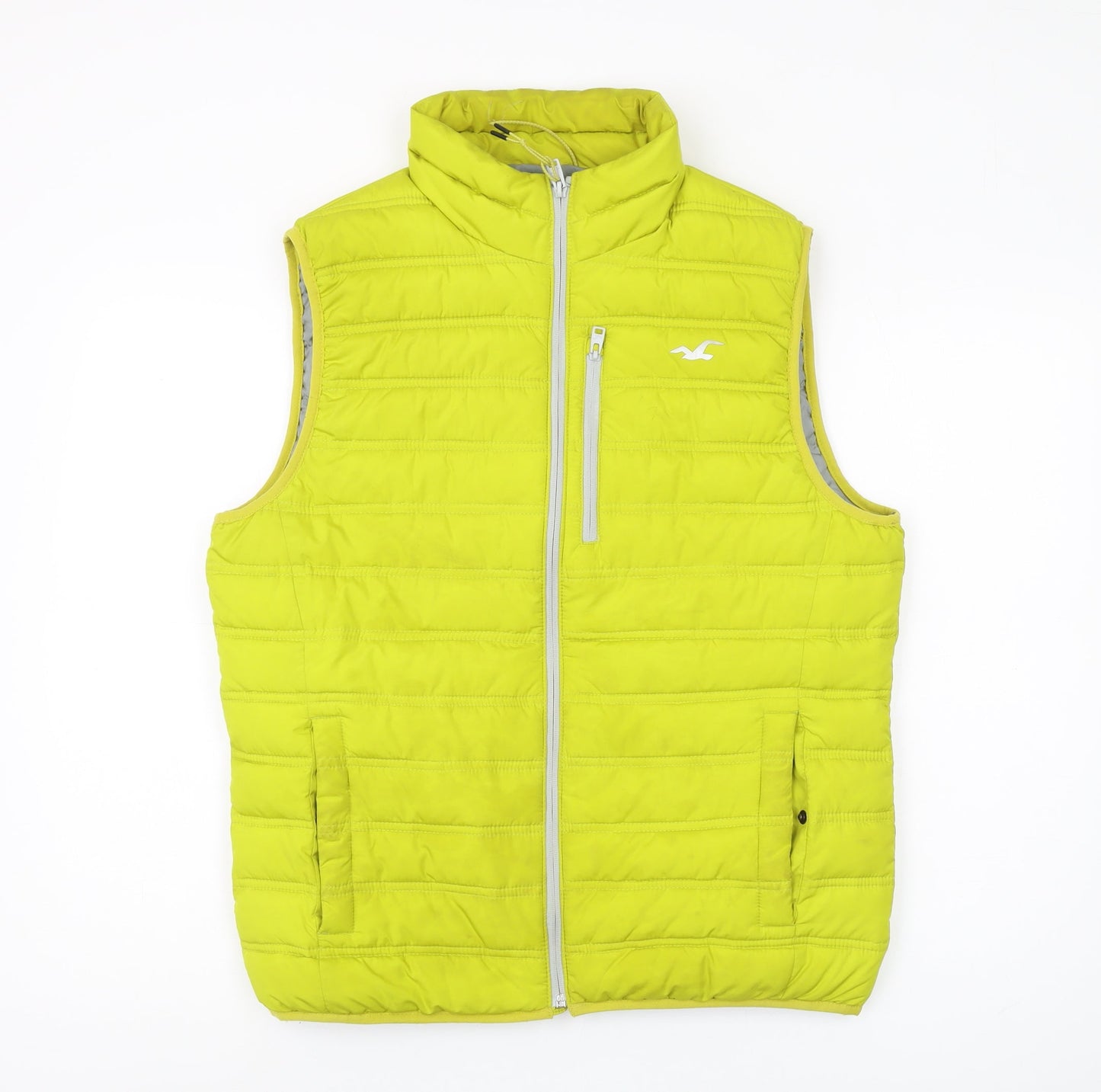 Hollister Men's Yellow Puffer Waistcoat M Lightweight Casual