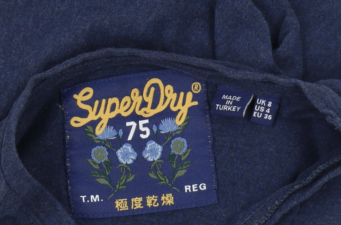 Superdry Women's Blue T-Shirt Size 8 Regular Fit