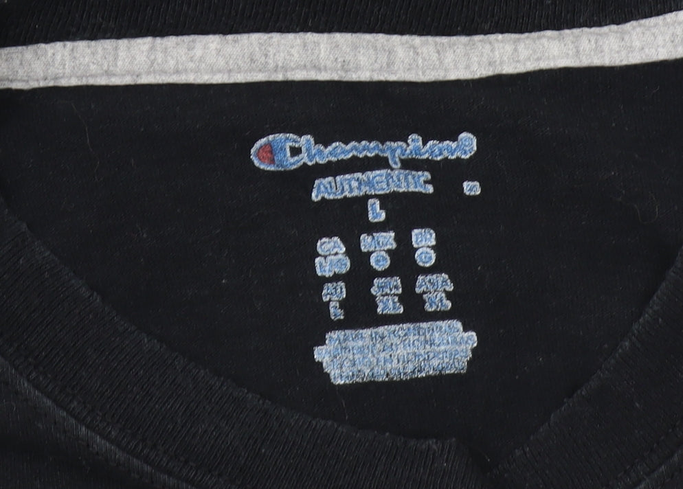 Champion Men's Black T-Shirt, Large, Short Sleeve