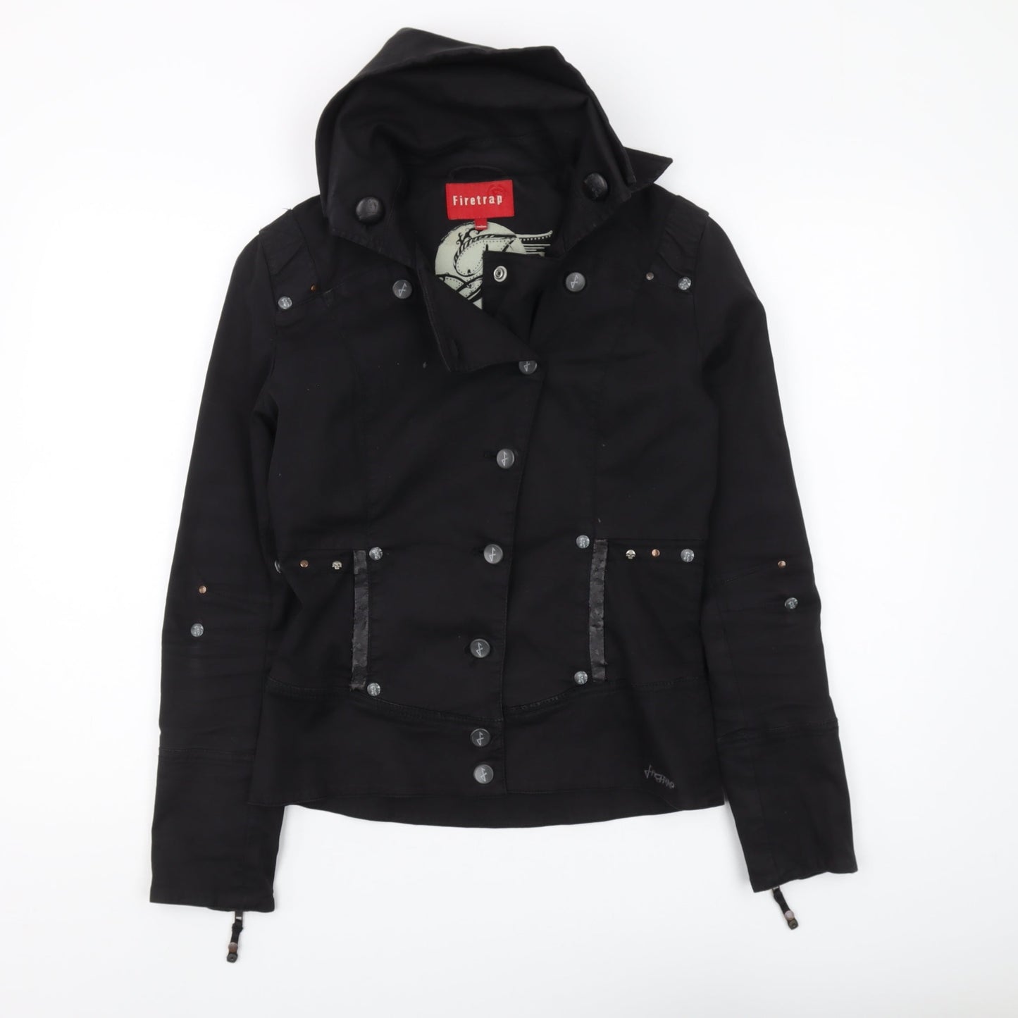 Firetrap Women's Black Biker Jacket, M, Hooded, Casual