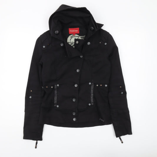 Firetrap Women's Black Biker Jacket, M, Hooded, Casual