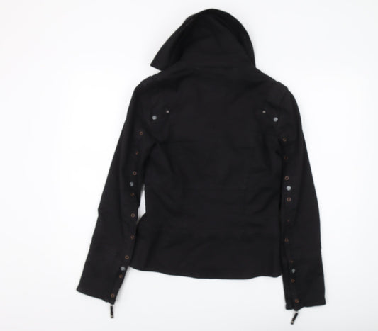 Firetrap Women's Black Biker Jacket, M, Hooded, Casual