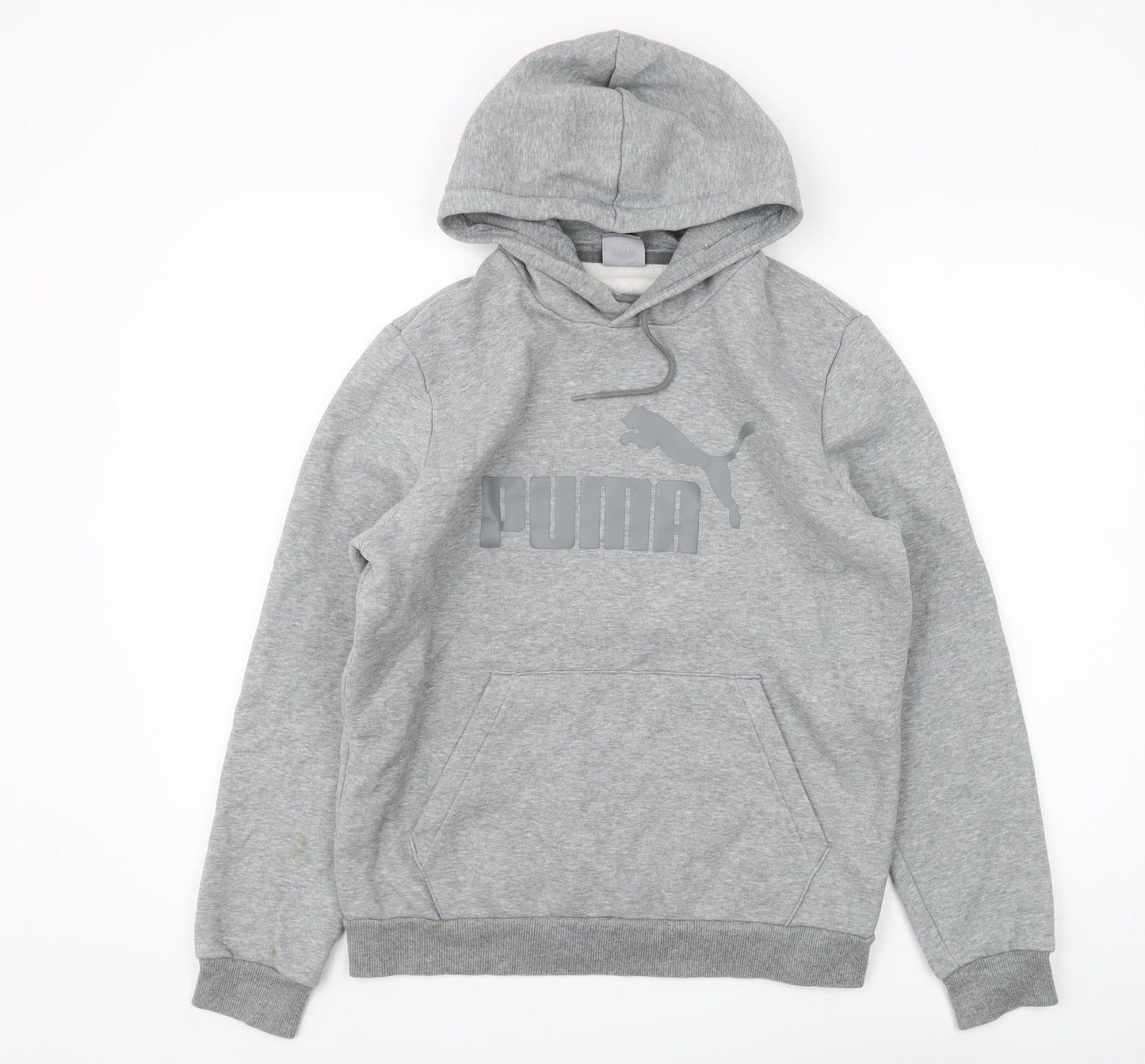 Puma Men's Grey Pullover Hoodie S with Logo Accents