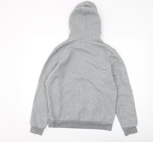Puma Men's Grey Pullover Hoodie S with Logo Accents