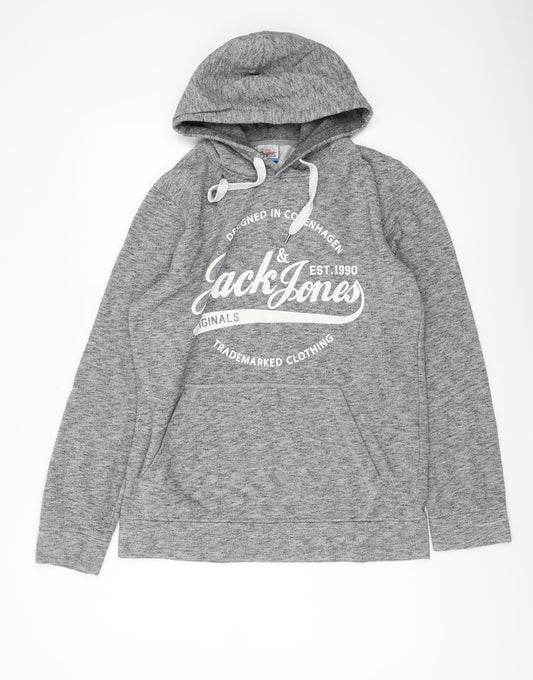 Mens UK L Regular JACK & JONES Grey Pullover Hoodie
