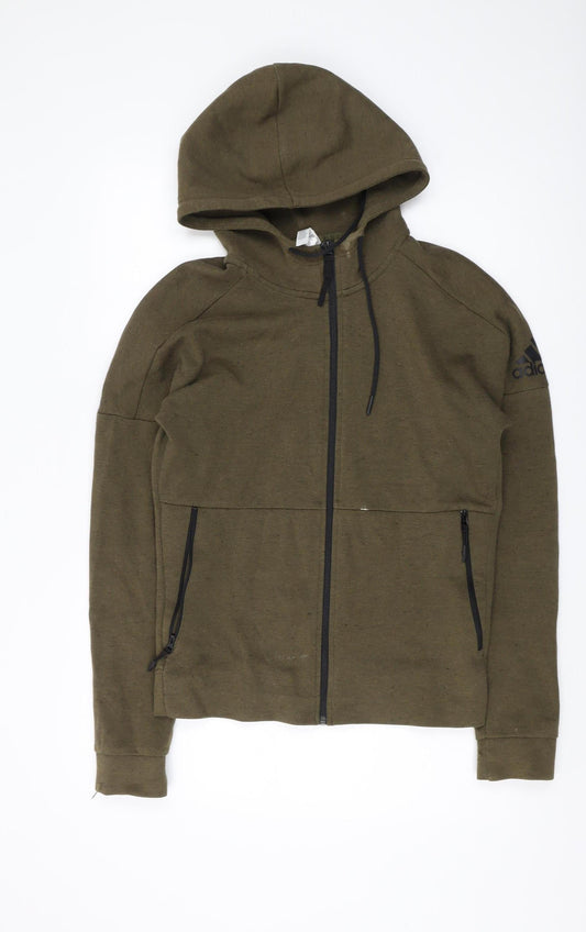 Adidas Men's Green Full Zip Hoodie, Size S