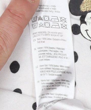 Additional view of Disney girls’ white polka dot minnie mouse long sleeve t-shirt