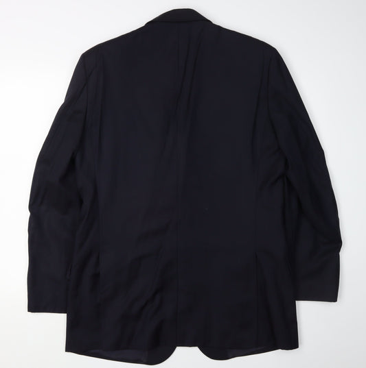 T.M. Lewin Men's Blue Wool Blazer 41R Herringbone