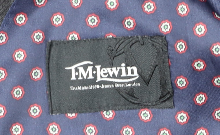T.M. Lewin Men’s Black Regular Fit Wool Blazer 41R