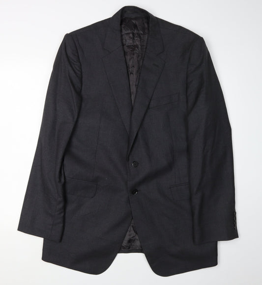 Jaeger Men's Black Blazer 44L Wool Formal