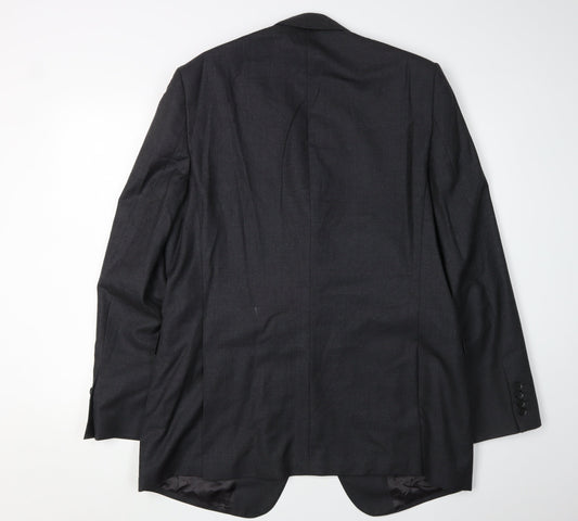 Jaeger Men's Black Blazer 44L Wool Formal