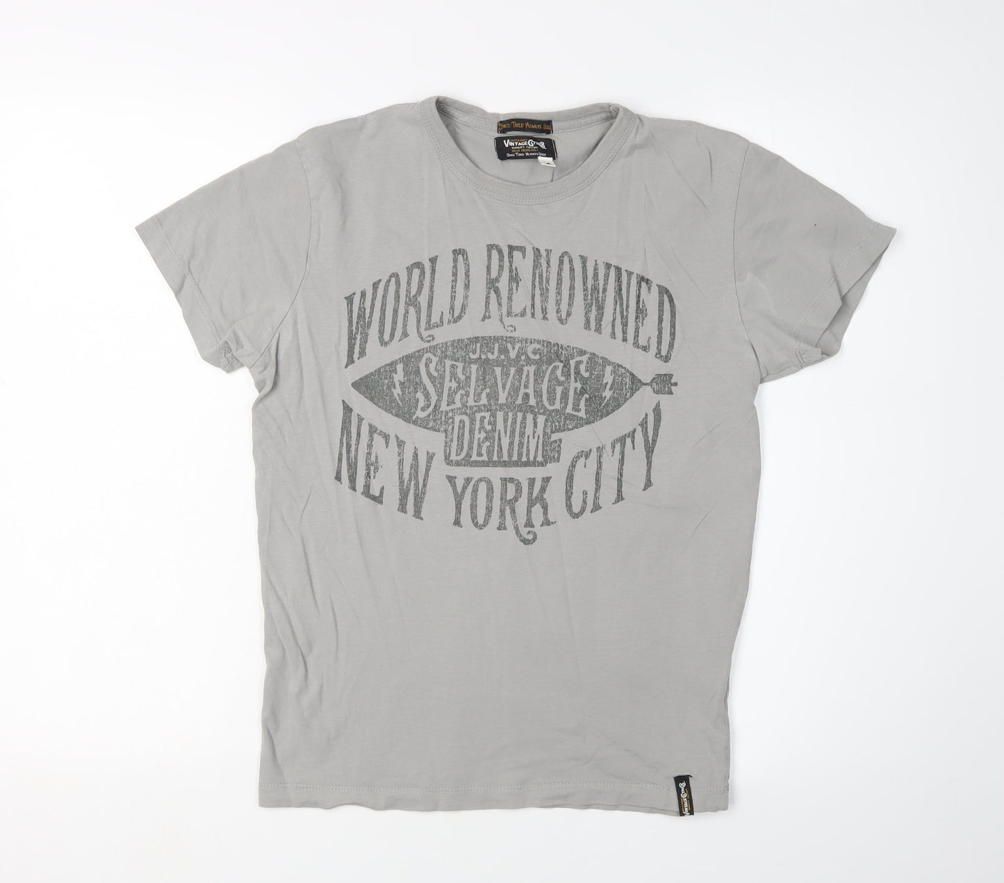 Jack & Jones Grey Cotton T-Shirt, Men's S, Graphic Print