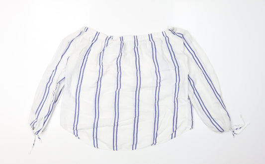 Abercrombie & Fitch Women's White Striped Tunic Blouse, S