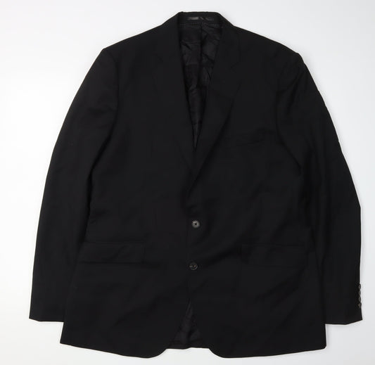 Jaeger Men's Black 44 Long Wool Blazer