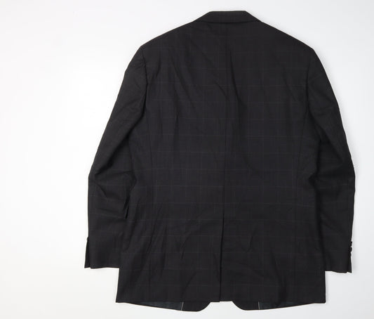 Moss Men's Black Plaid Suit Jacket 40R Regular Fit