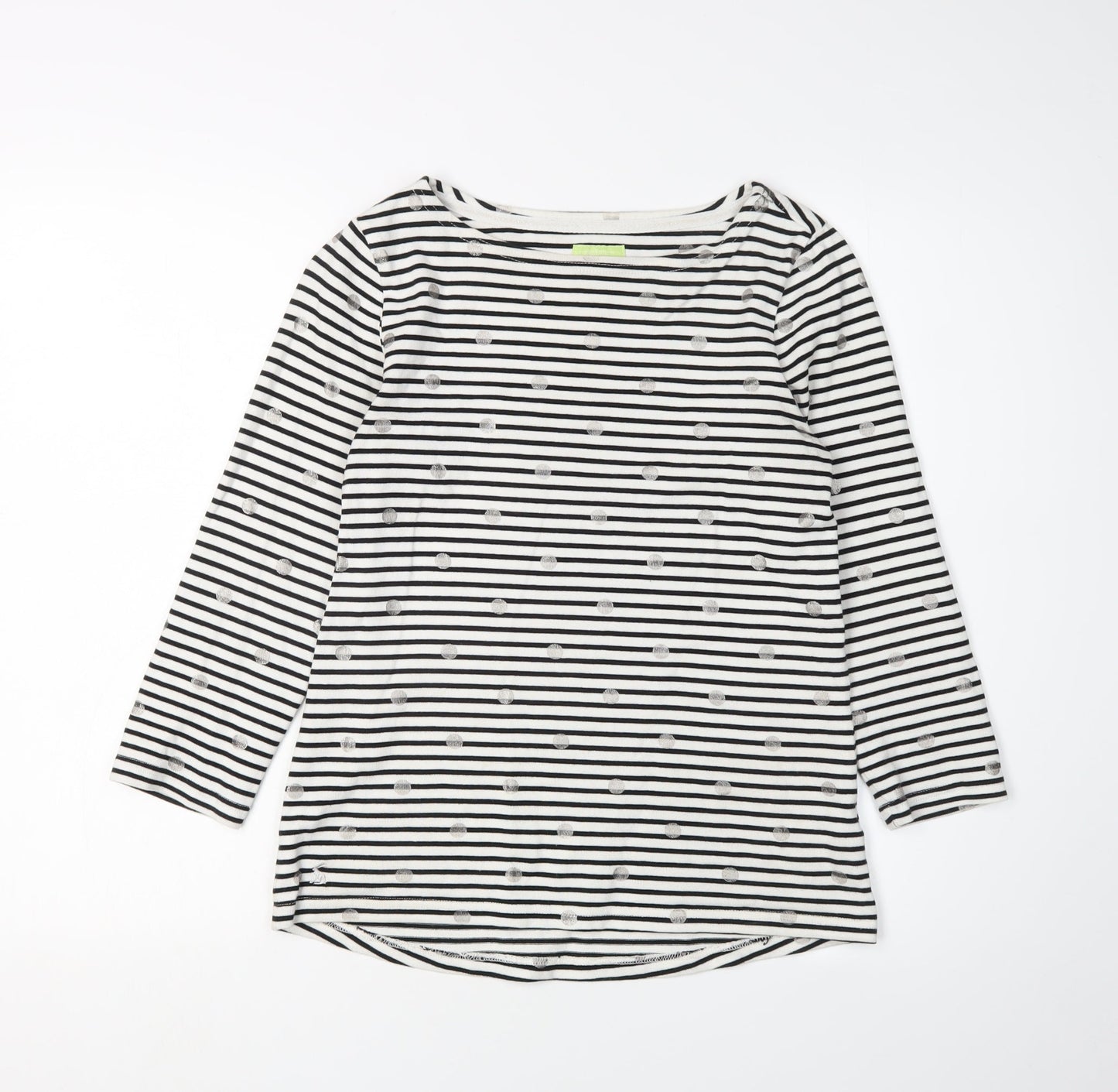 Joules Women's Black Striped 3/4 Sleeve T-Shirt UK 2XS