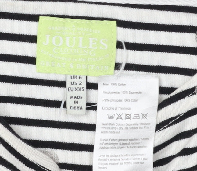 Joules Women's Black Striped 3/4 Sleeve T-Shirt UK 2XS