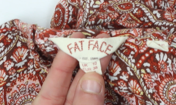 Fat Face Women's Red Paisley Swing Dress Size 10