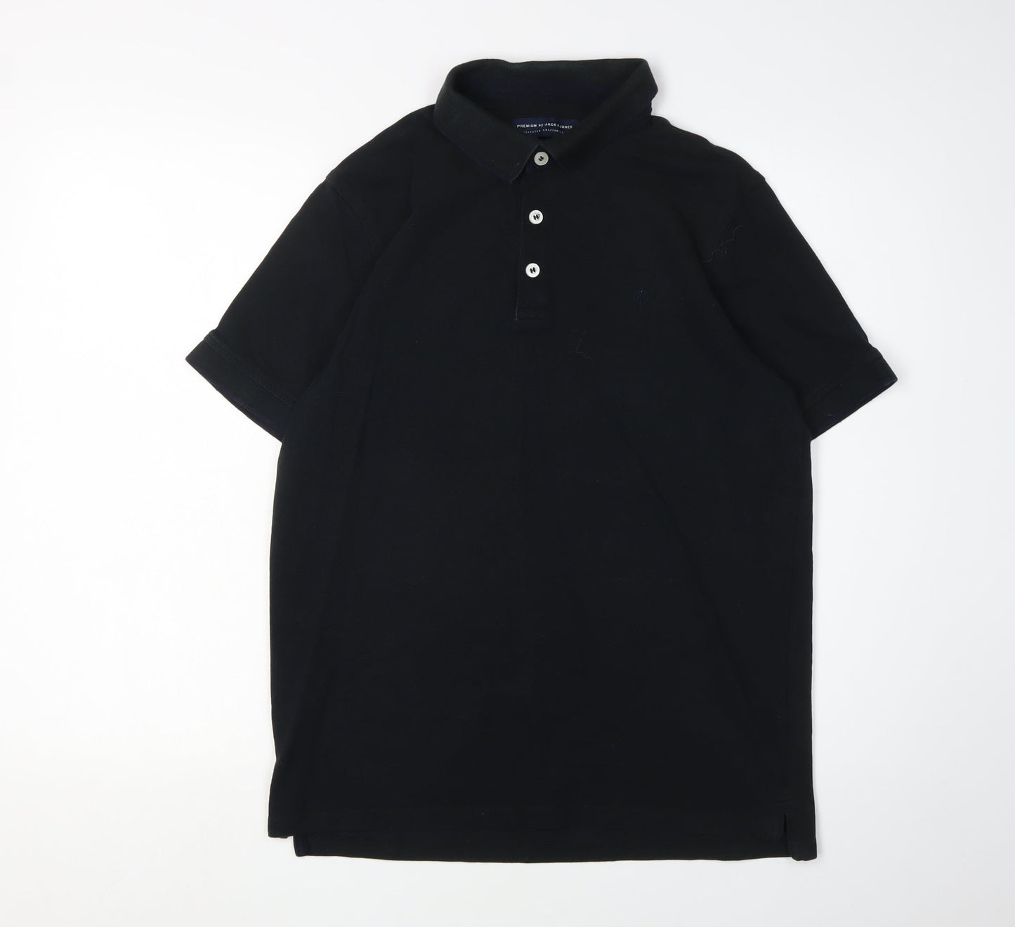 Jack & Jones Men's Black Polo Shirt, Size L, Cotton