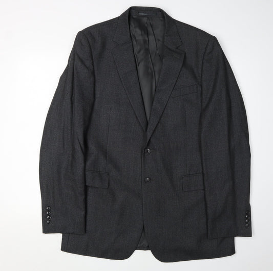 Jaeger Men's Black Wool Blazer 42L Regular Fit