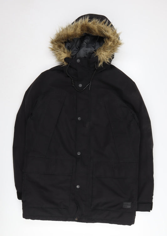 Jack & Jones Men's Black Hooded Parka Jacket Size S