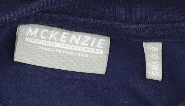 Additional view of McKenzie boys’ blue crew neck pullover sweatshirt 8-10 years