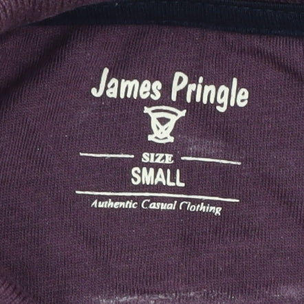 James Pringle Men's Purple Striped Polo Shirt S