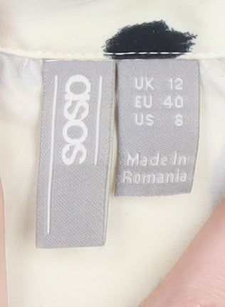 Brand and care label for Asos Women's 12 Animal Print Button-Up Shirt